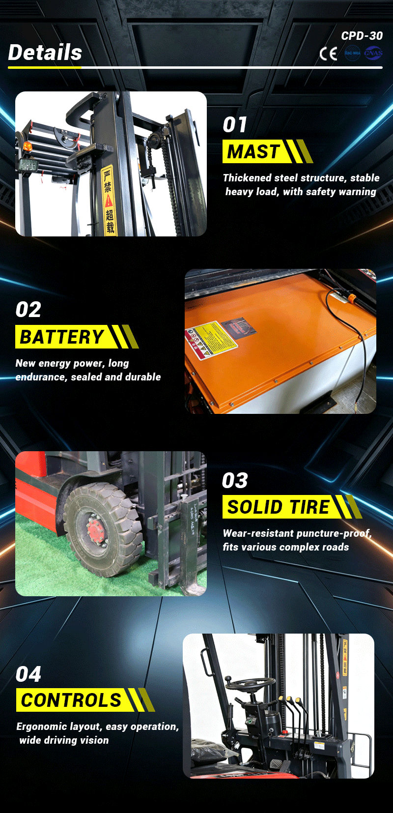 Rough Terrain Electric Forklift 2 detail section