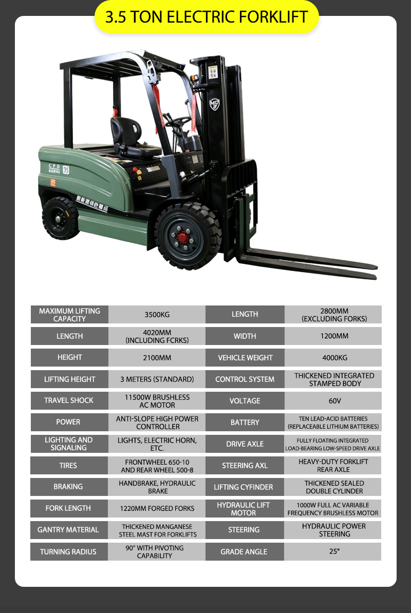 3.5 Ton Electric Forklift parameters