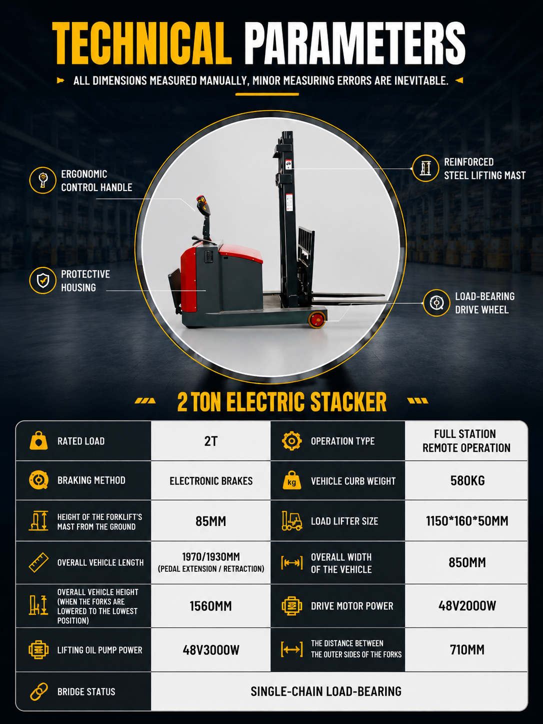 2 Ton Electric Stacker product detail